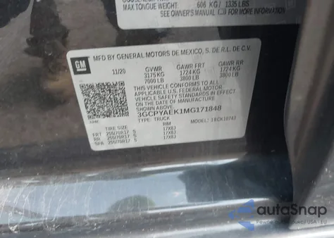 2021 Chevrolet Silverado 1500 4Wd Standard Bed Wt from USA, damaged, VIN 3GCPYAEK1MG171848